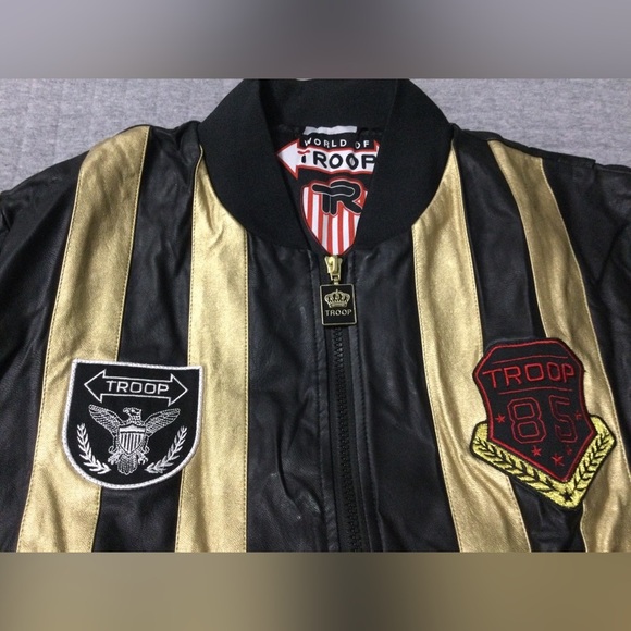 World of Troop Men’s Black Gold Lightweight Moto Jacket - Picture 3 of 14